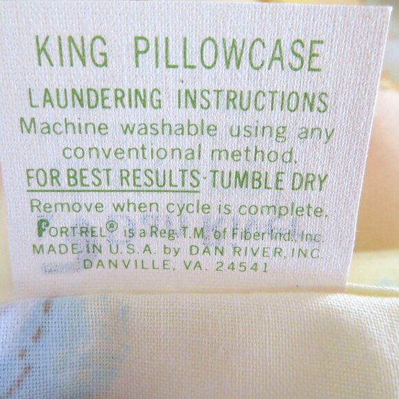 New Vintage Dan River King Pillowcase Set Yellow Floral No Iron Muslin USA Made - Picture 7 of 7